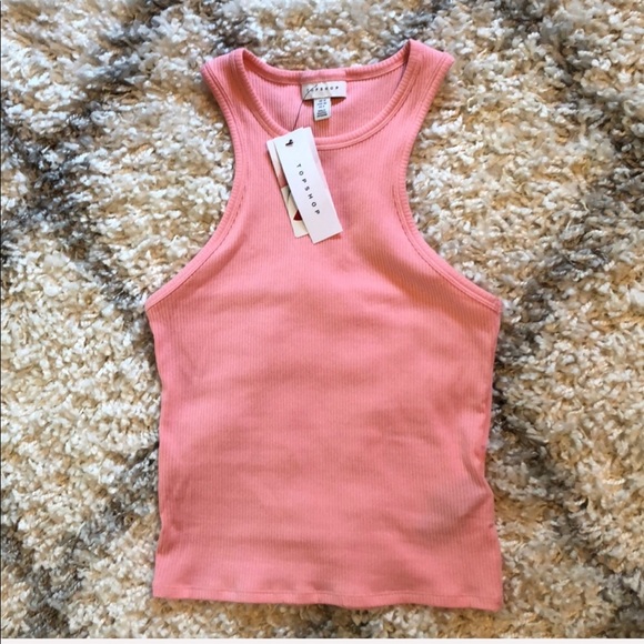TOPSHOP | Pink Ribbed Halter Crop Top NWT - Picture 5 of 7